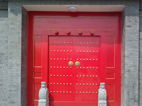 中兴镇中国传统四合院系列朱红色中式木制大门木作